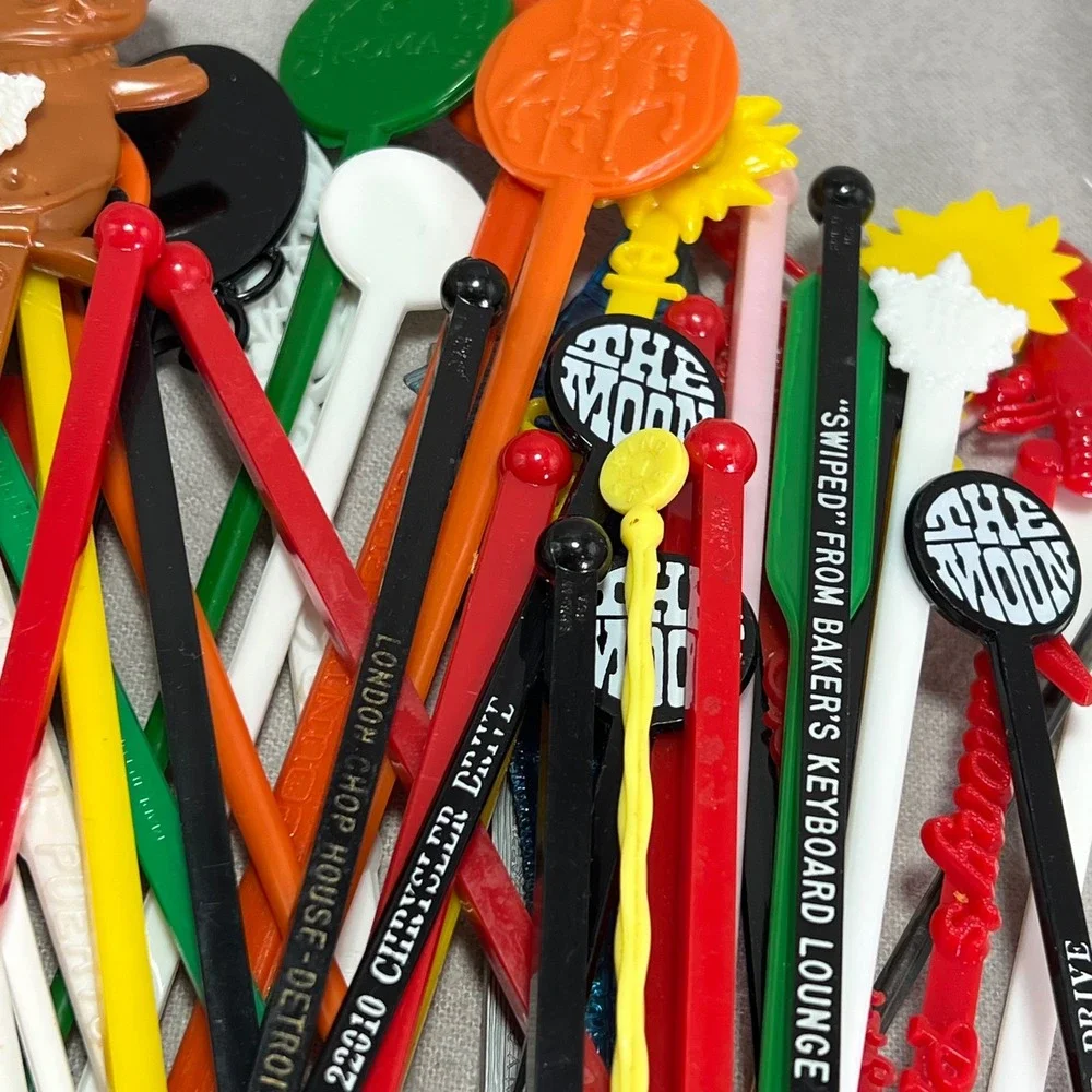 Vintage Swizzle Stick Lot 50+ Travel Hotels Bars White House Disney Trader Vic's